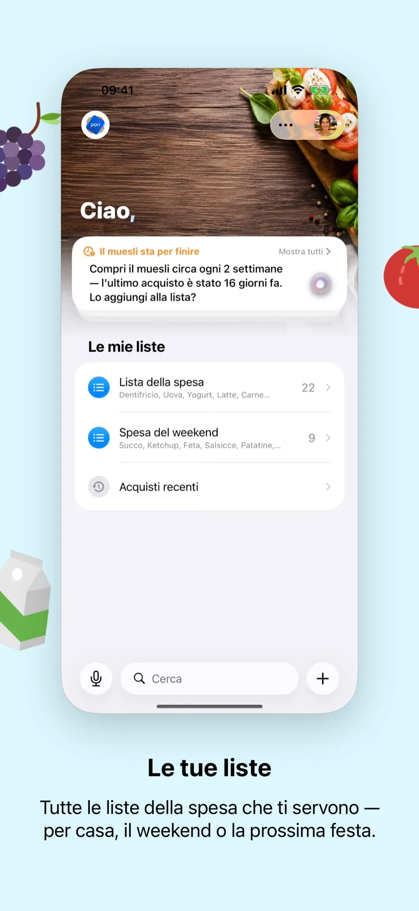 La panoramica delle liste — con il suo saluto che cambia