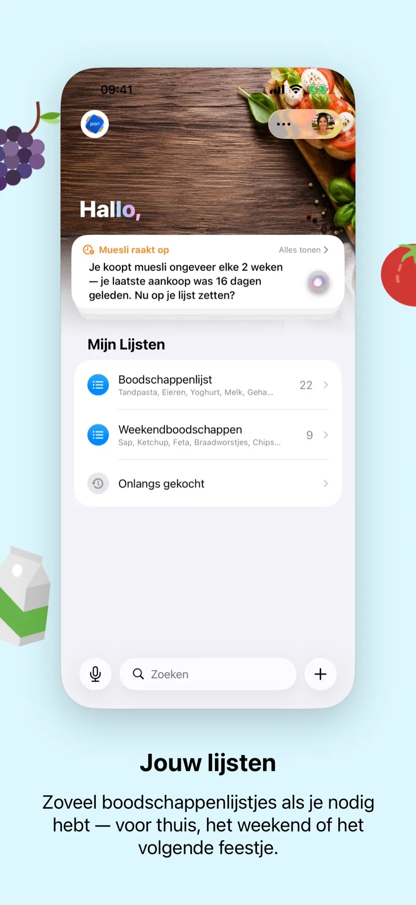 Het lijstenoverzicht — met wisselende begroeting