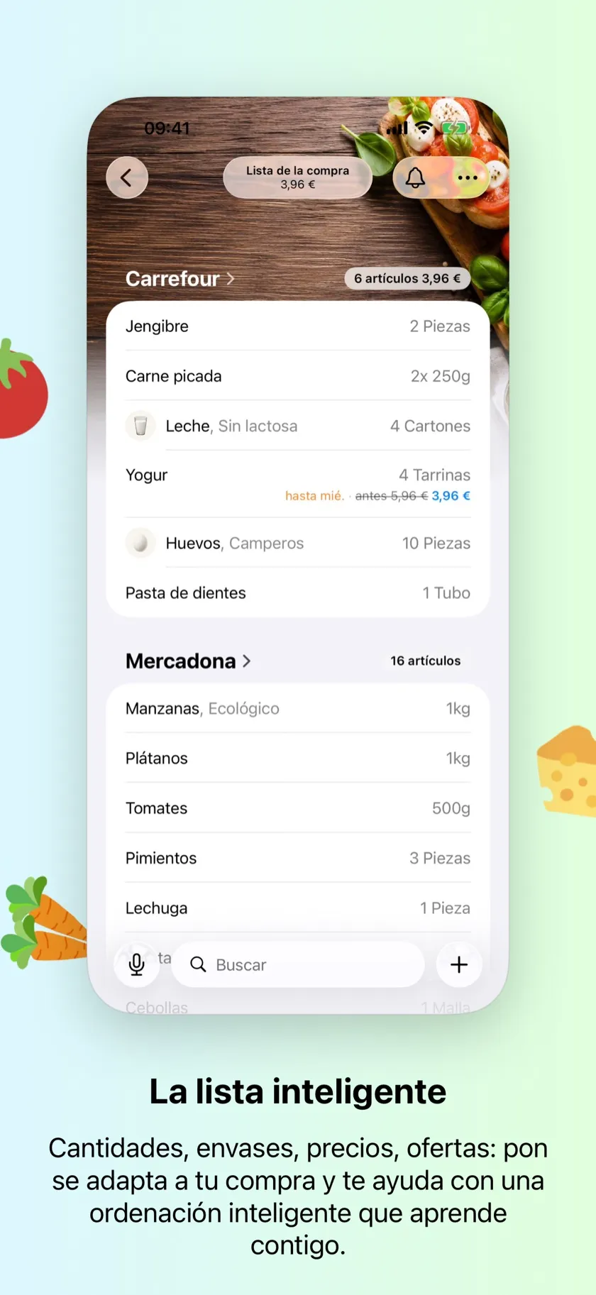 Tu lista, ordenada como tu supermercado