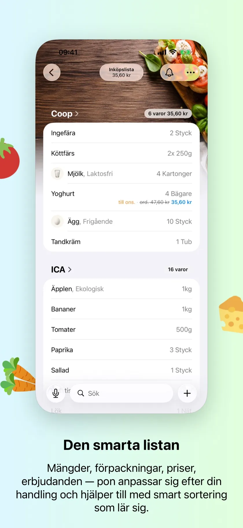 Din lista, sorterad som din butik